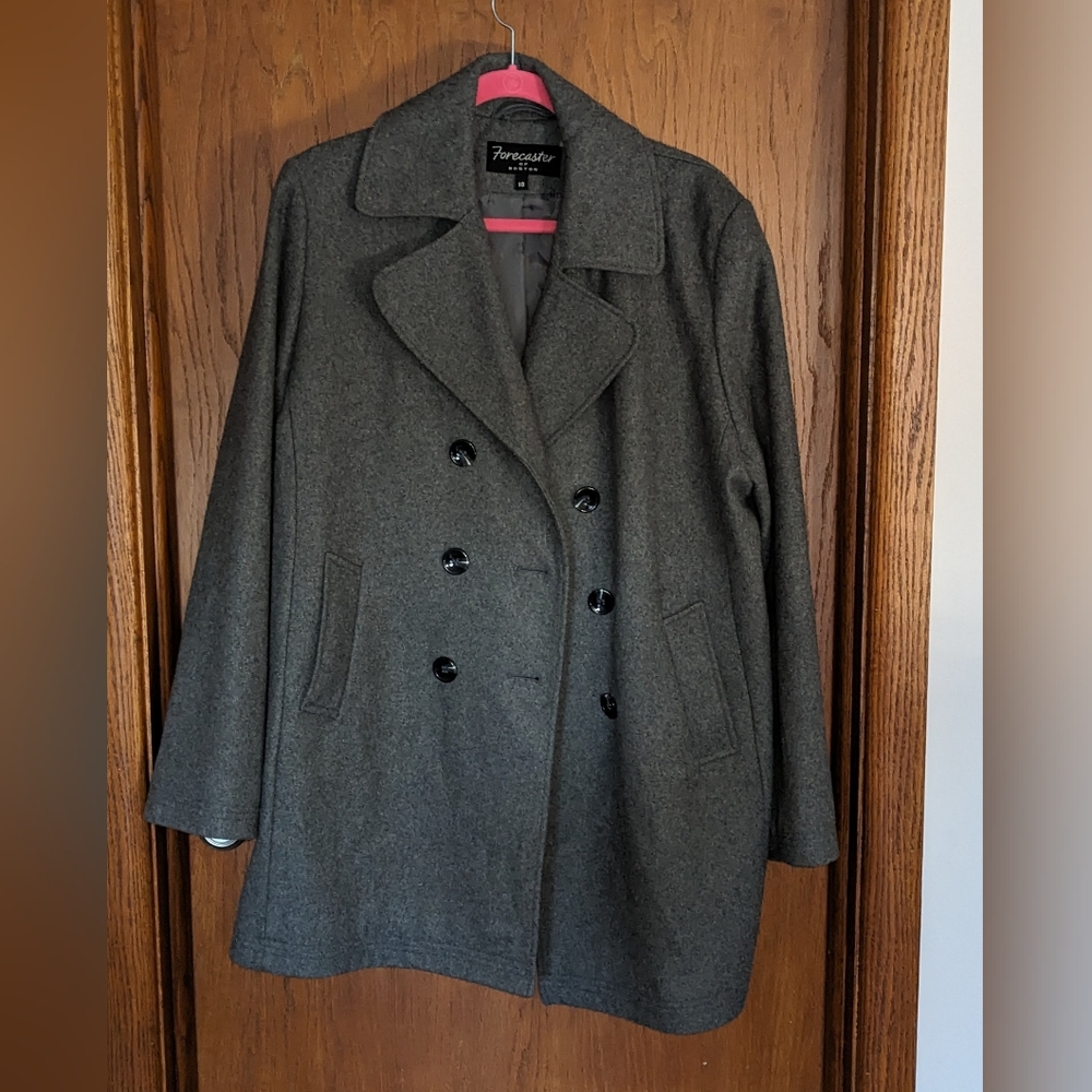 Forecaster Classic Wool Blend Coat, Gray,‎ Sz 18